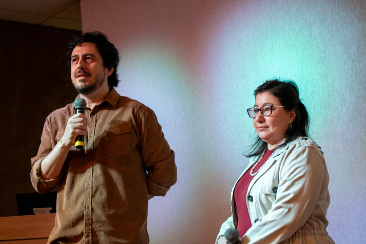 Professores Julci Rocha e Pablo Godoy durante primeira parcela.