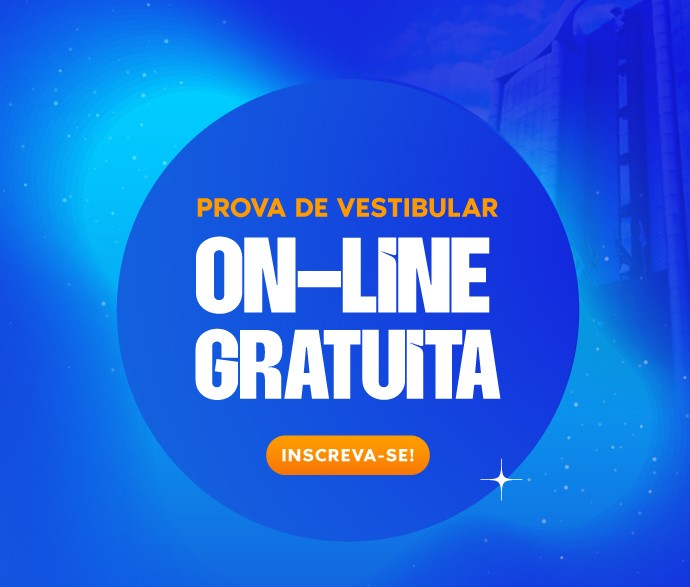 Imagem ilustrativa da campanha de vestibular da graduação 2024, onde se lê "Vestibular 2024.2 Assunção" sob fundo azul marinho e grafismos